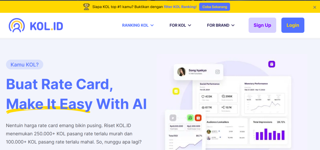 Review KOL.ID: Platform Influencer Marketing dengan Fitur Ranking Terbaru